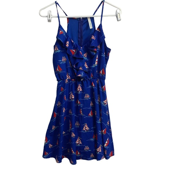 hello miss Dresses & Skirts - Hello Miss Sailboat Dress Ruffles and Spaghetti Straps Size S